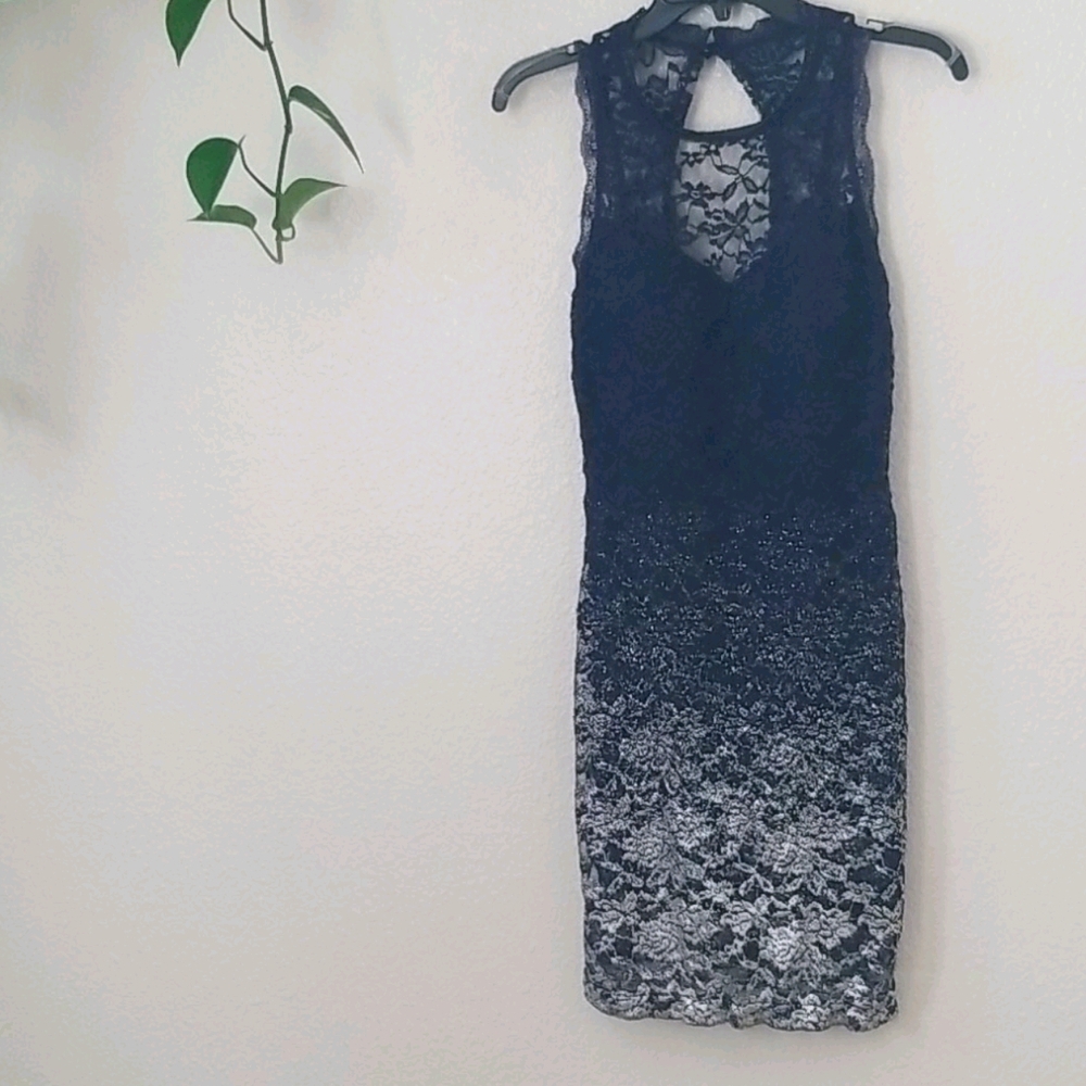 Navy and silver lace bodycon